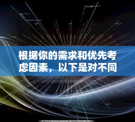 根据你的需求和优先考虑因素,以下是对不同VPN服务的分析和建议 根据你的需求和优先考虑因素,以下是对不同VPN服务的分析和建议