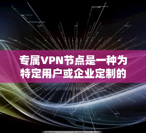 专属VPN节点是一种为特定用户或企业定制的专用VPN服务，提供高度安全、性能和管理的优势。以下是对专属VPN节点的详细分析