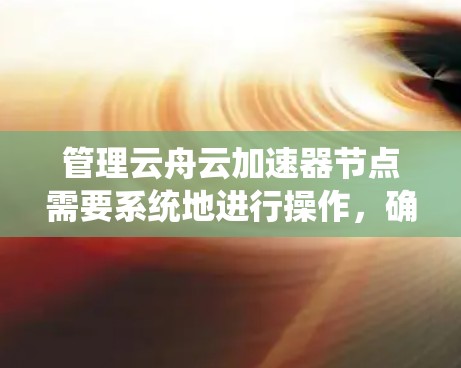 管理云舟云加速器节点需要系统地进行操作，确保每一步都正确配置并监控其状态。以下是分步指南